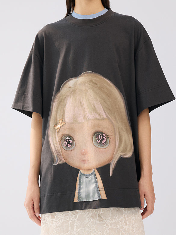 Character Printed Embroidery Loose T-shirt