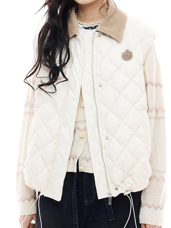 Corduroy Collar Monogram Down Vest