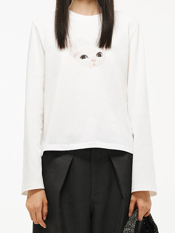 Cat Printed Long-sleeves T-shirt