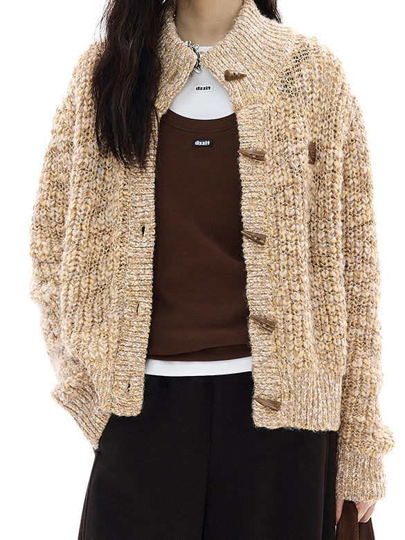 Stand Collar Knit Cardigan