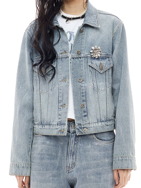 Foil Printed Denim Jacket