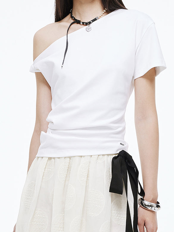 One-shoulder Design T-shirt