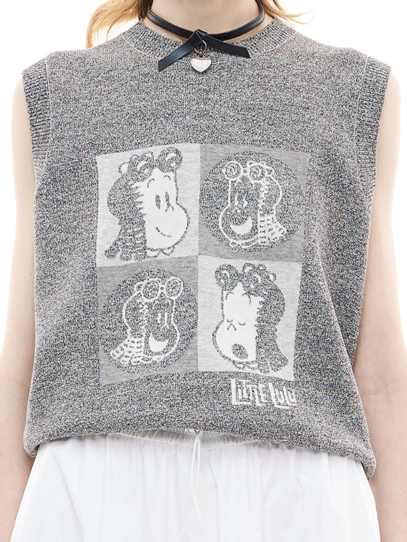Beads Design Sleeveless Knit Top