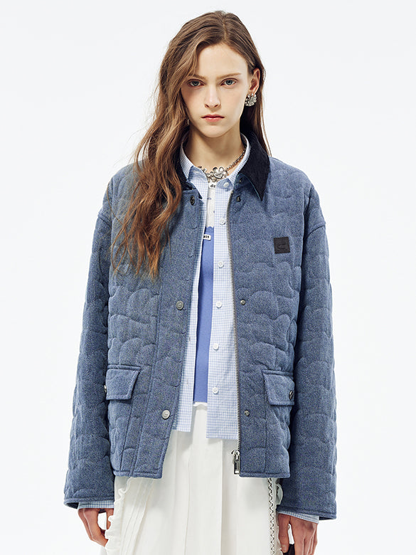 Corduroy Collar Denim Padded Jacket