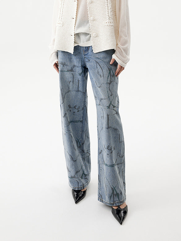 Character Printed Denim Pants