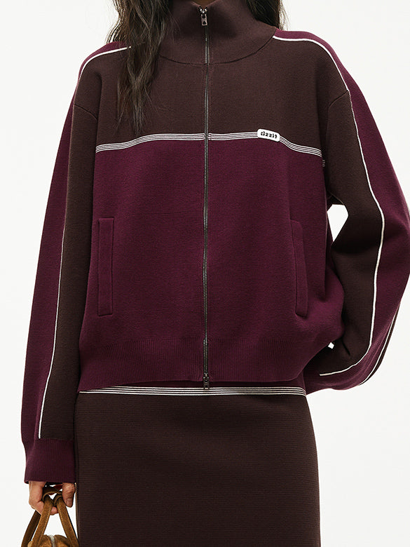 Retro Color Zipper Knit Outer