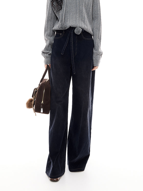 Belted Wide Corduroy Pants
