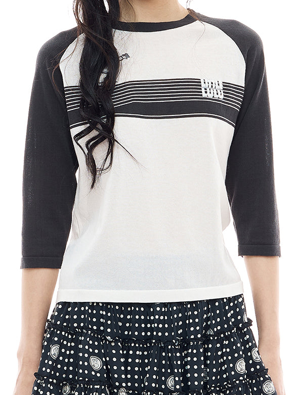 Embroidery Raglan Sleeves Knit Top