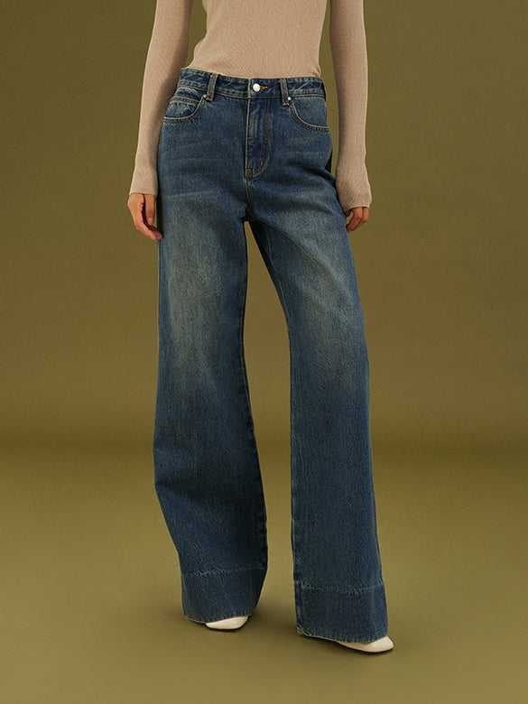 Hem Switch Flare Denim Pants
