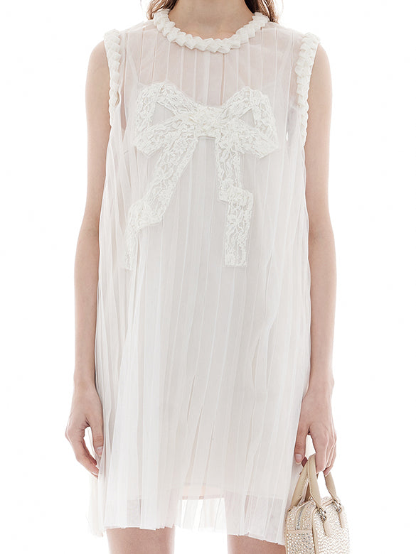 Ribbon Tuck Sheer Dress