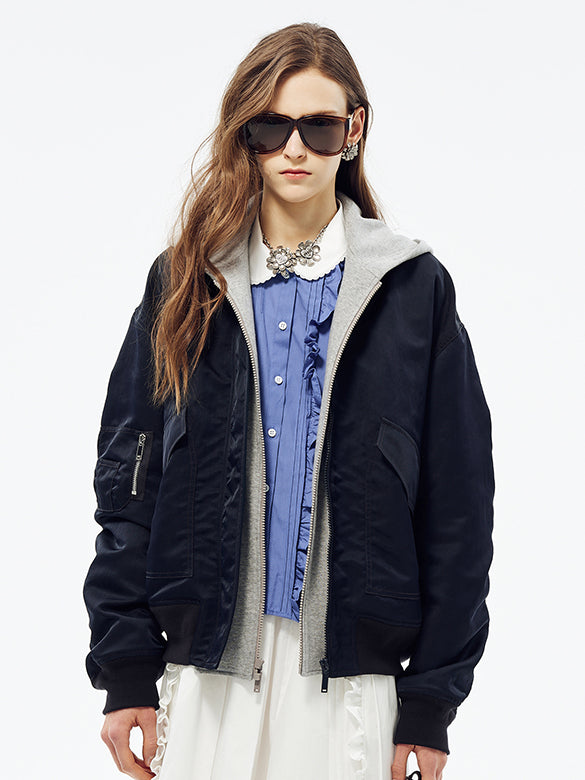 Sweat Hoodie Combination Blouson
