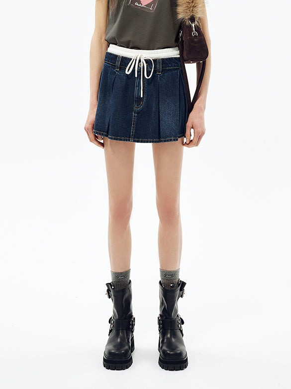 Waist Double Denim Skirt