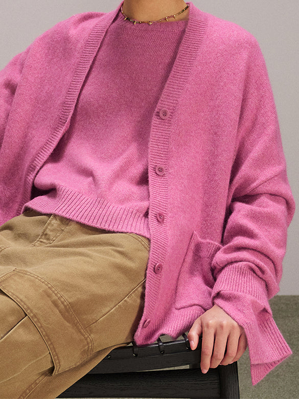 Asymmetry Design Color Knit Cardigan