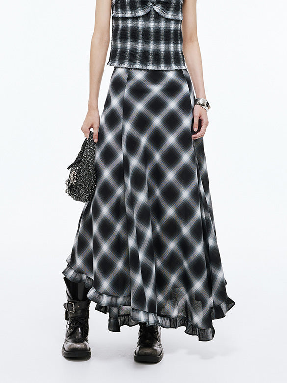 Plaid Flare Skirt
