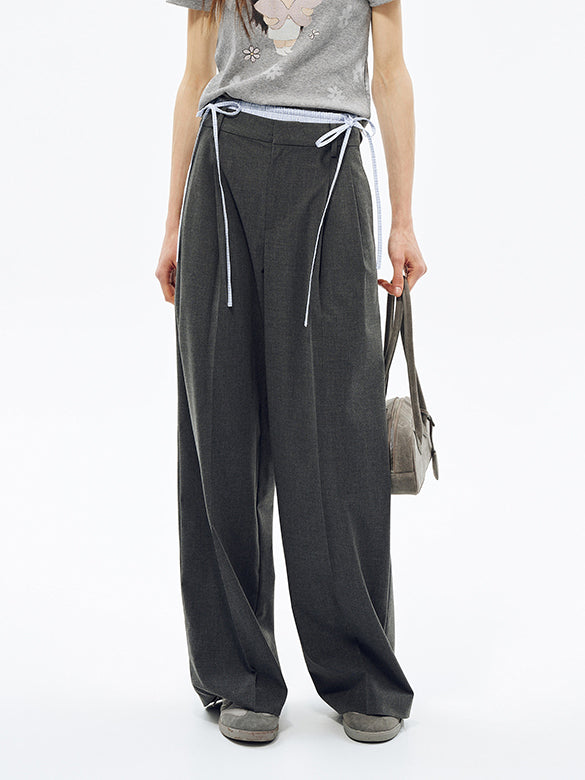 Plaid Waist Slacks Pants