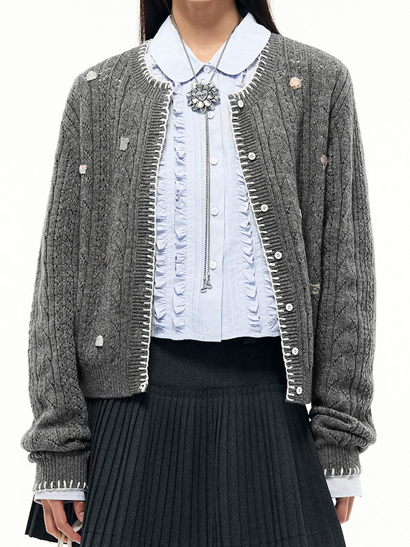 Embroidery Design Knit Cardigan