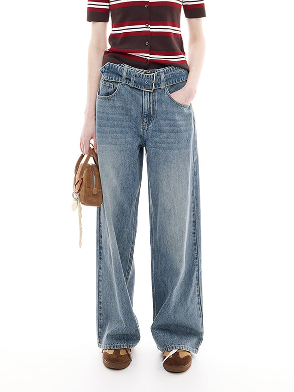 Belted Denim Pants