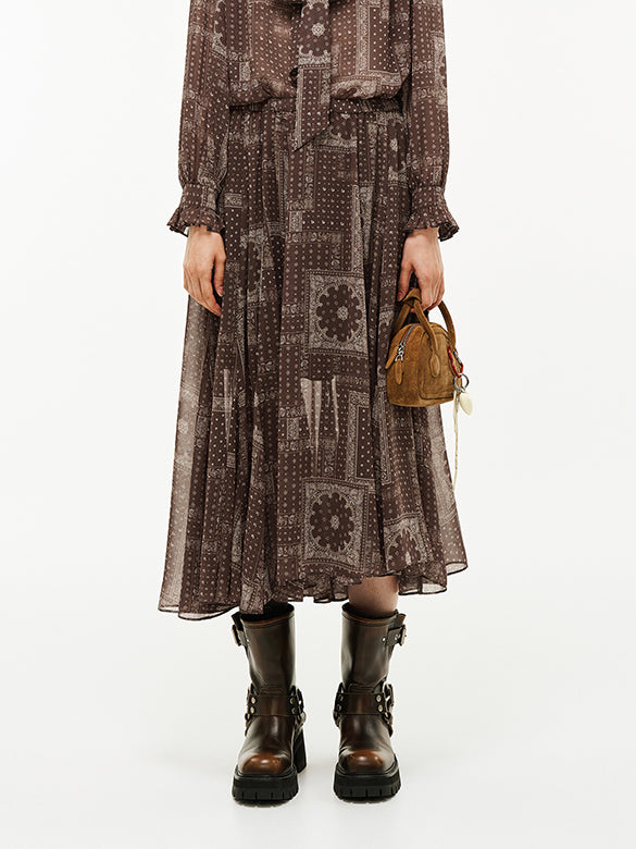 Geometric Printed Chiffon Skirt