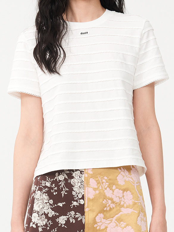 Frill Stripe Design T-shirt