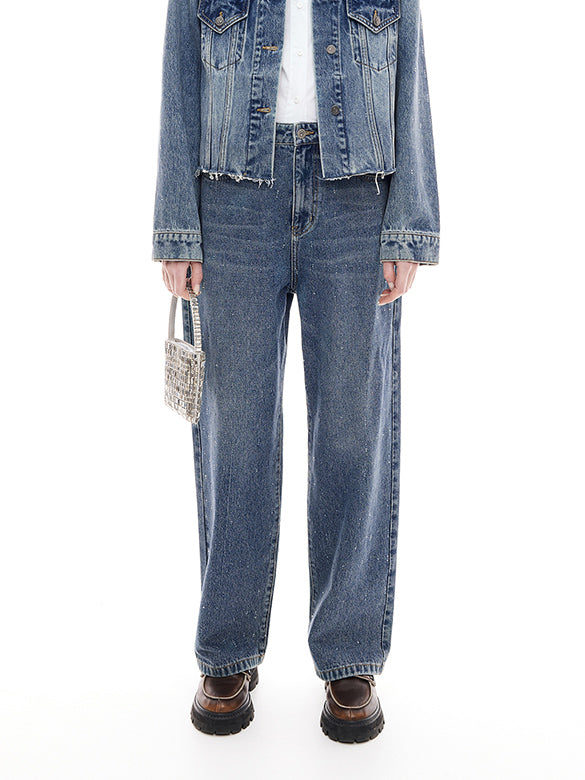 Clear Beads Denim Pants