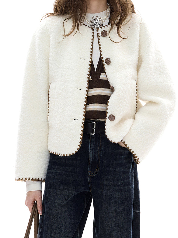 Bi-color Stitch Boa Jacket