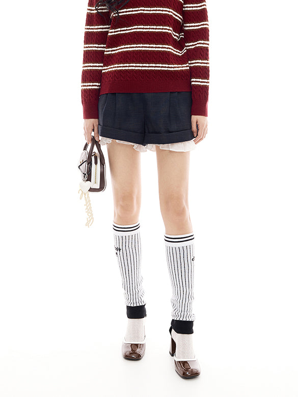 Frill Petti Pants Layered Plaid Short Pants