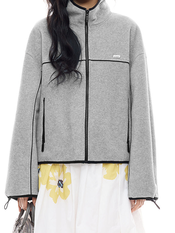 Bi-color Line Zipper Fleece Outer