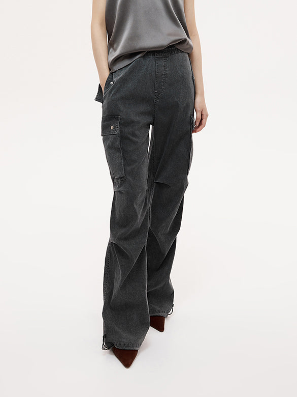 Black Denim Cargo Pants