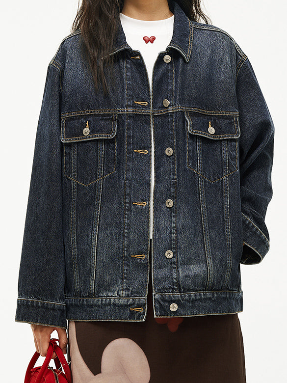 Butterfly Patch Rigid Denim Jacket