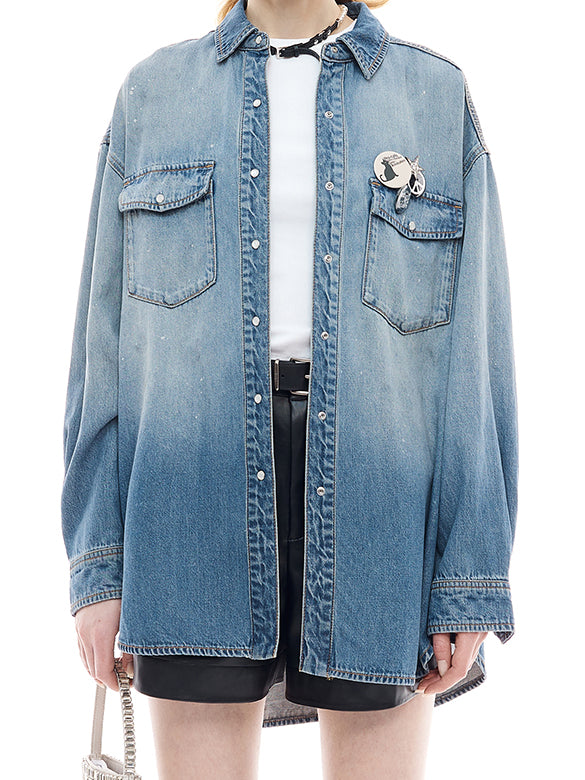 Gradation Color Badge Denim Shirt