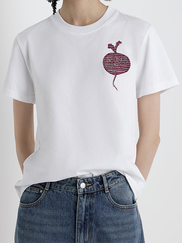 Embroidery One-point T-shirt
