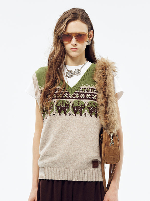 Cat Design Knit Vest
