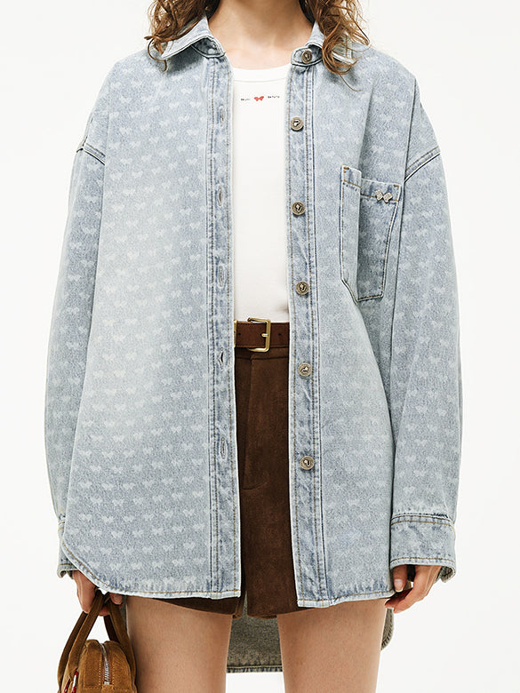 Butterfly Pattern Denim Shirt