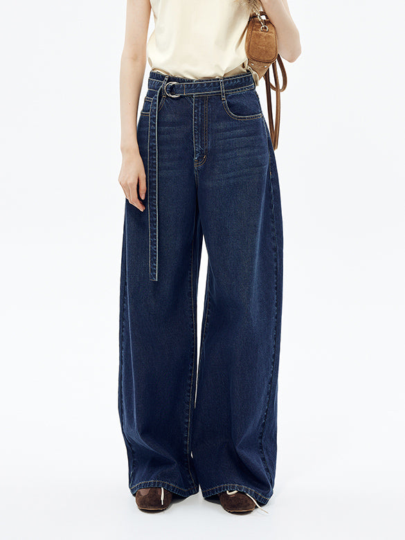 Belted Denin Pants