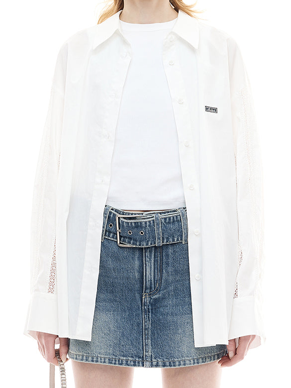 Lace Combination Sleeves Shirt