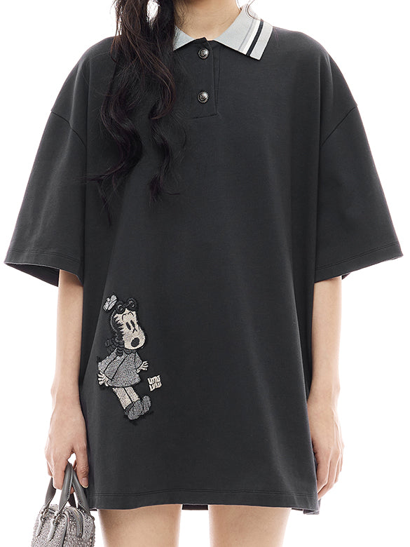 Embroidery & Sequins Polo Dress