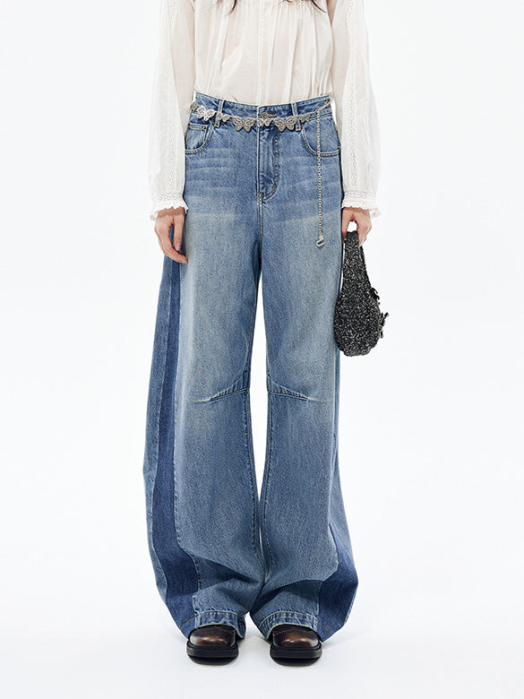 Bi-color Switch Denim Pants
