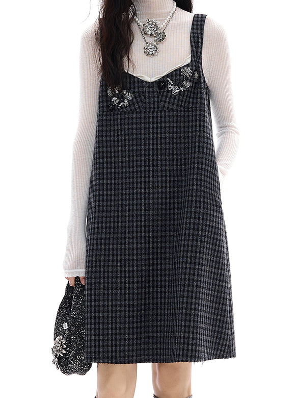 Plaid Beads Dress