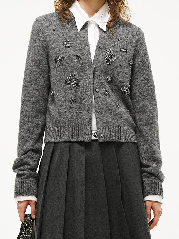Beads Design Knit Cardigan