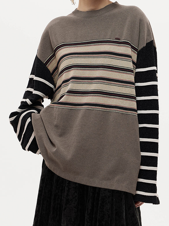 Mixed Stripe Design Knit Top