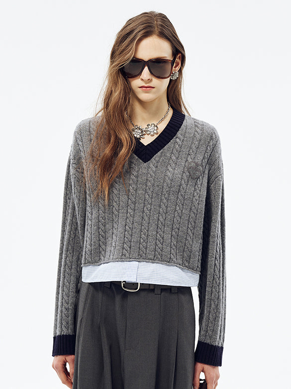Shirt Layered V-neck Knit