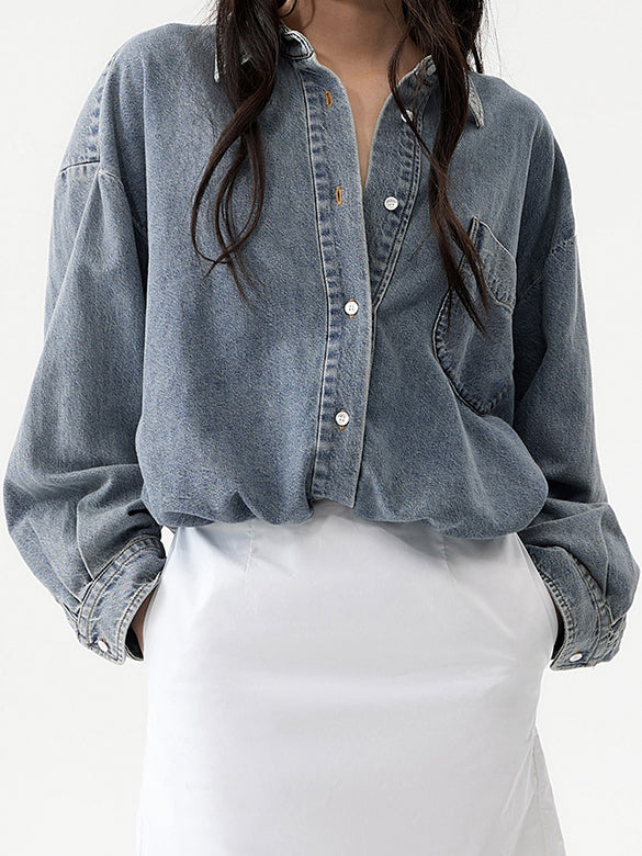 Waist Aperture Denim Shirt