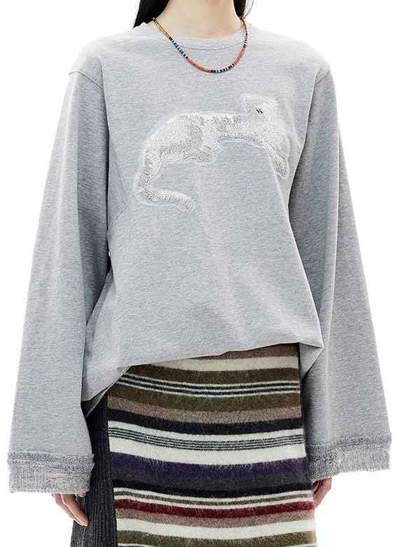 Animal Embroidery Long Sleeves T-shirt