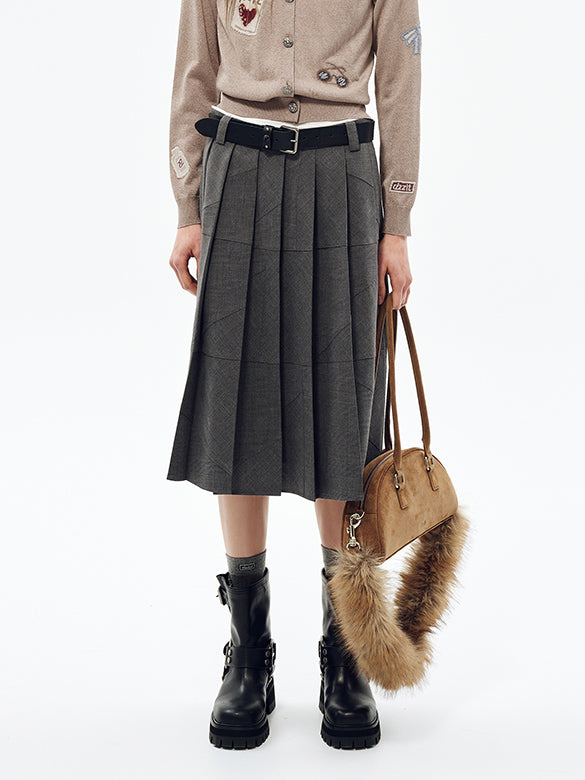 Design Switch Pleats Skirt
