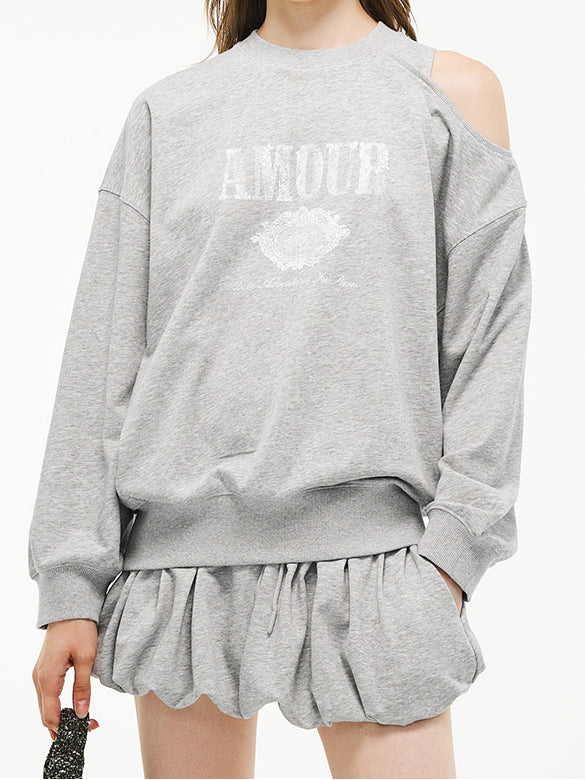 One-shoulder Cut-out Sweatshirt