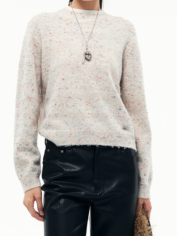 Double Collar Mix Knit Top
