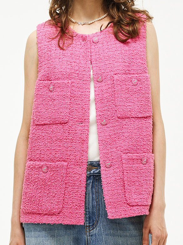 Pink Tweed Vest