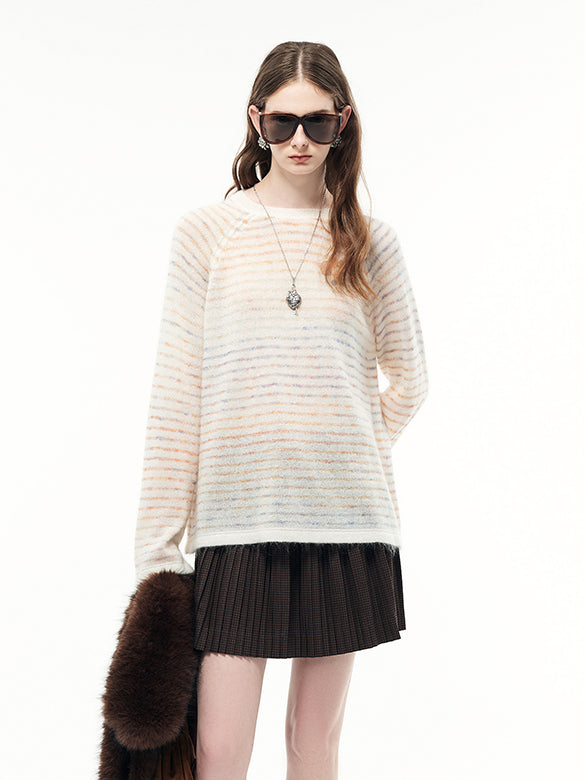 Gradation Color Stripe Knit Top