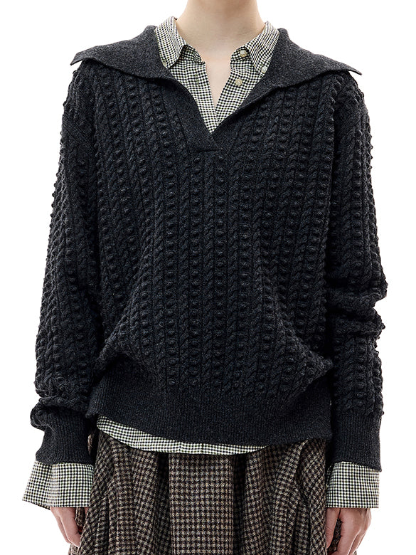 Collar Design Knitting Top