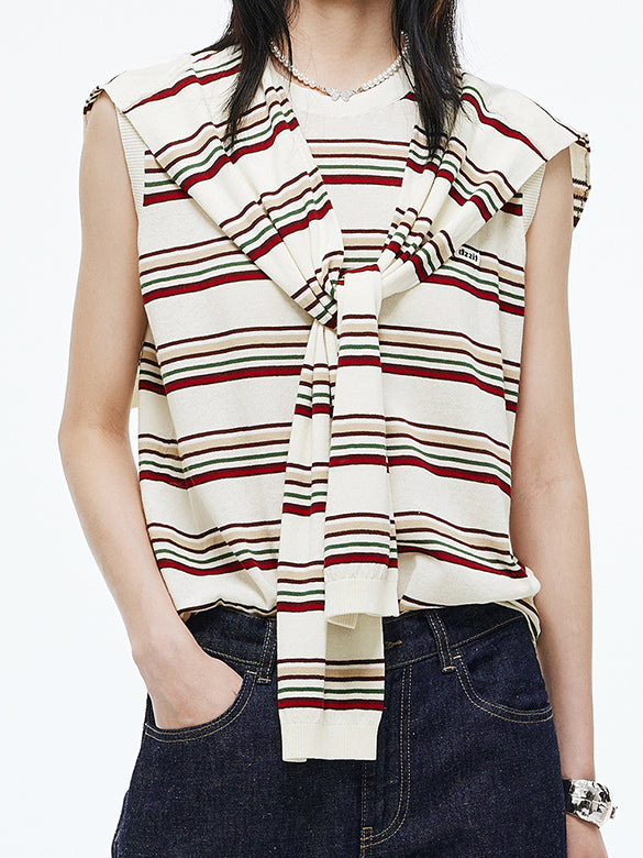 Retro Color Stripe Ensembles Knit